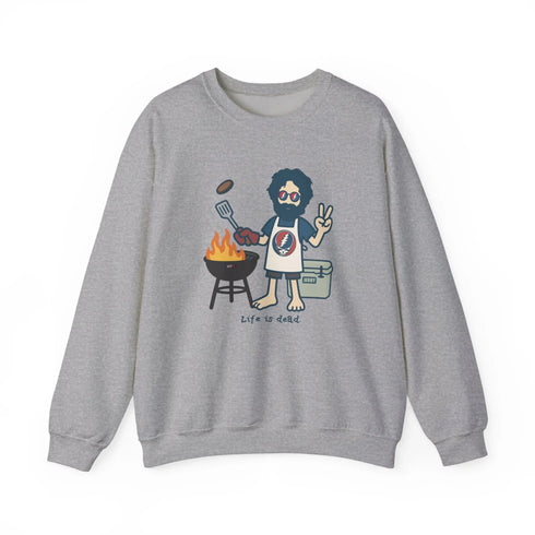 Grateful Dead - Grillin' Jerry | Life is dead. Crewneck Sweatshirt - StealieShop